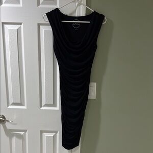 INC International Concepts Black Ruched Asymmetrical Bodycon Dress